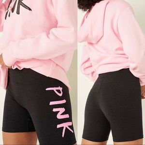 PINK Victoria's Secret Black Bike Shorts with Pink Logo